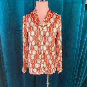 Limited Printed Button Front Long Sleeve Top Shirt